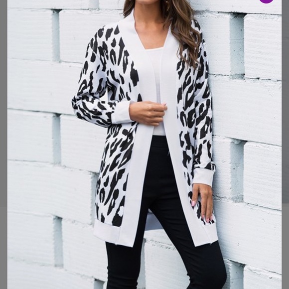 BLACK LEOPARD OPEN CARDIGAN - Picture 4 of 4